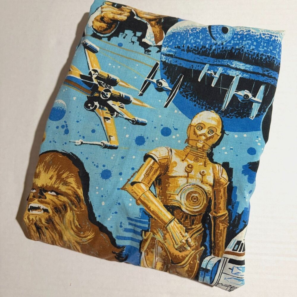 VTG 70s Star Wars Fitted Twin Sheet, Bibb Retro Skywaker New Hope Space Room